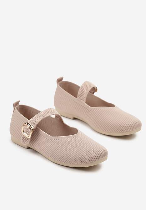 Jasnoróżowe Balerinki Ozdobione Paskiem Avanellia