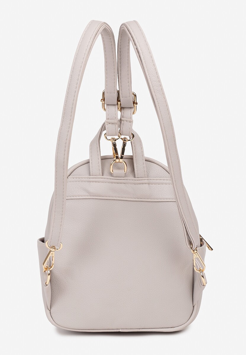 Szary Plecak Ozdobiony Pikowaniem i Łańcuszkiem z Regulowanymi Odpinanymi Paskami Nelanise