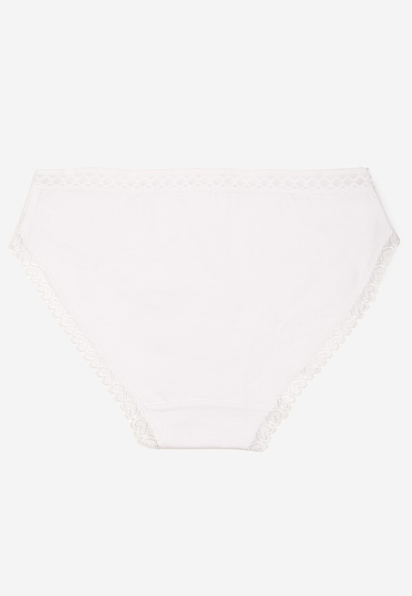 Białe Majtki z Bawełny o Kroju Fig z Ozdobną Koronką Talivina