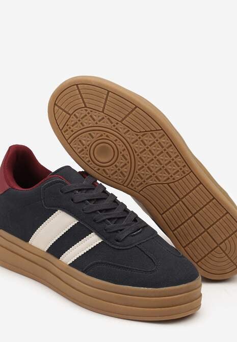 Granatowe Sneakersy w Stylu Klasycznych Tenisówek na Platformie Nallania