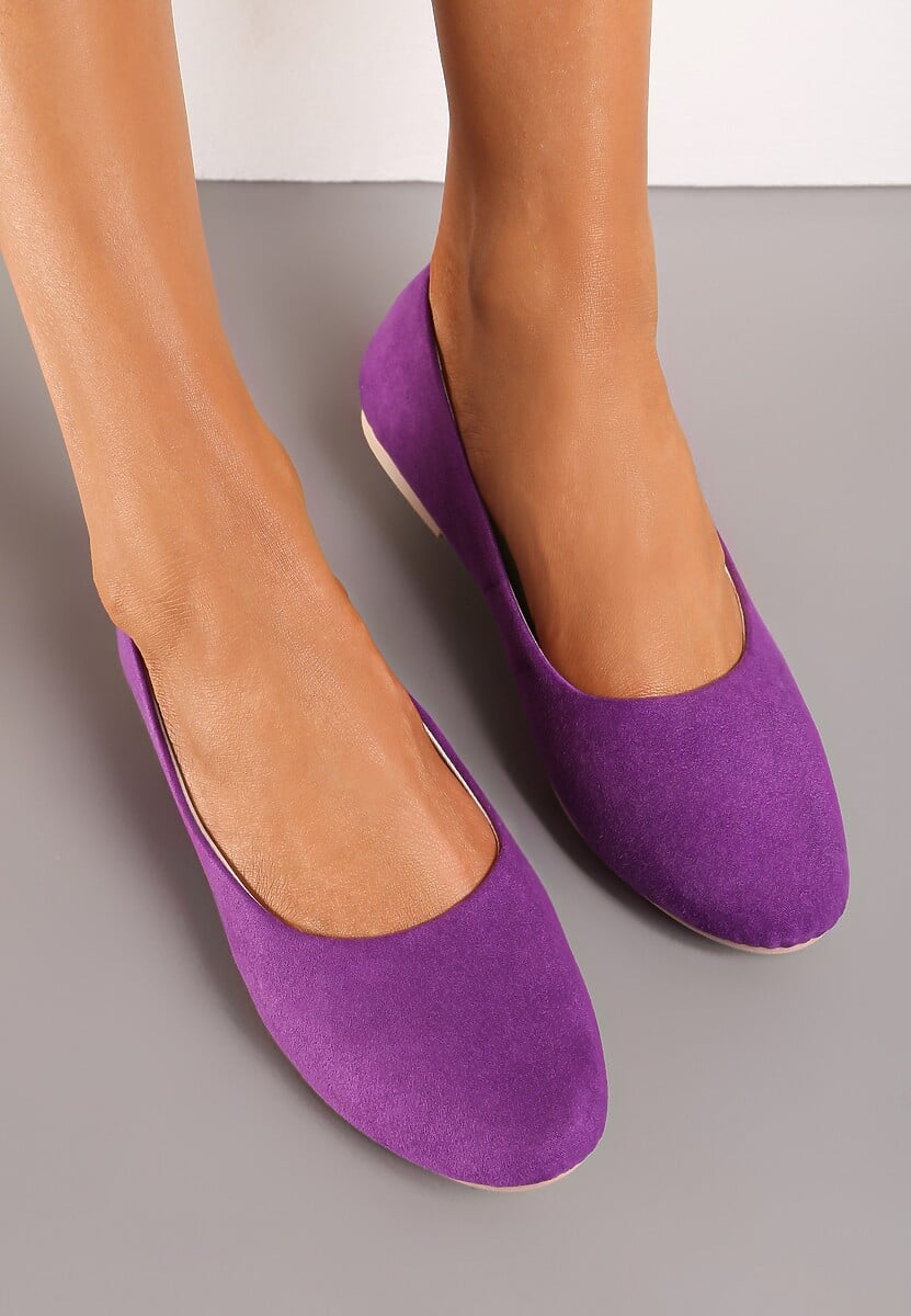 Czarne Klasyczne Balerinki z Ekozamszu z Okrągłym Noskiem Harneli