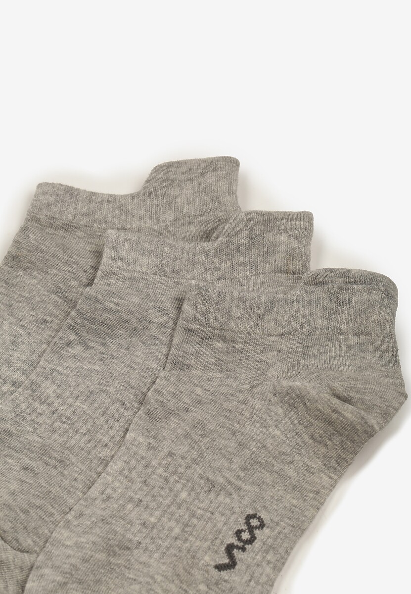 3-pack Jasnoszare Bawełniane Skarpety Stopki z Napisem Marosela