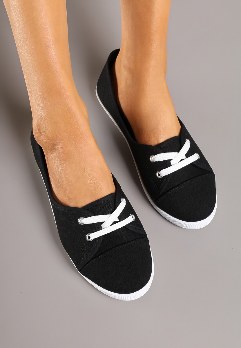 Czarno-Białe Tenisówki Vices Ozdobione Wiązaniem Arivanti