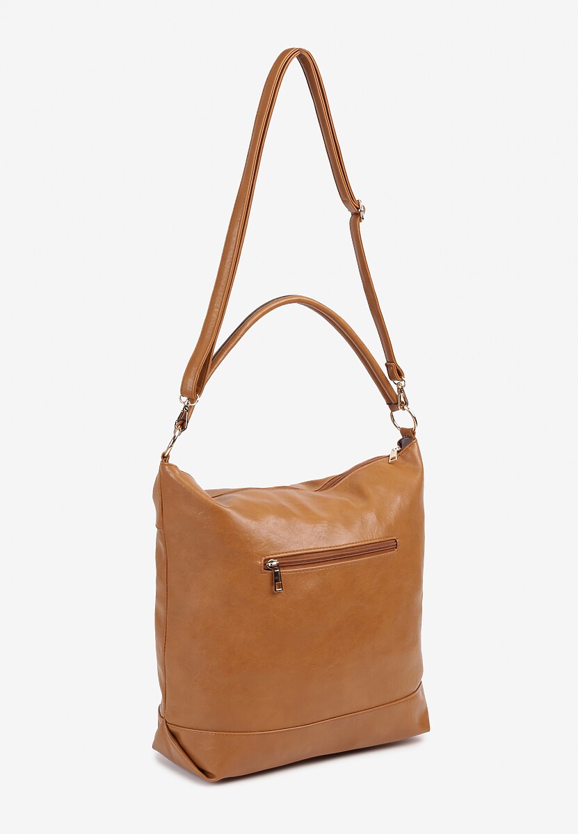 Ciemnobrązowa Torebka Klasyczna Torebka z Ozdobnym Suwakiem i Paskiem Nerelith