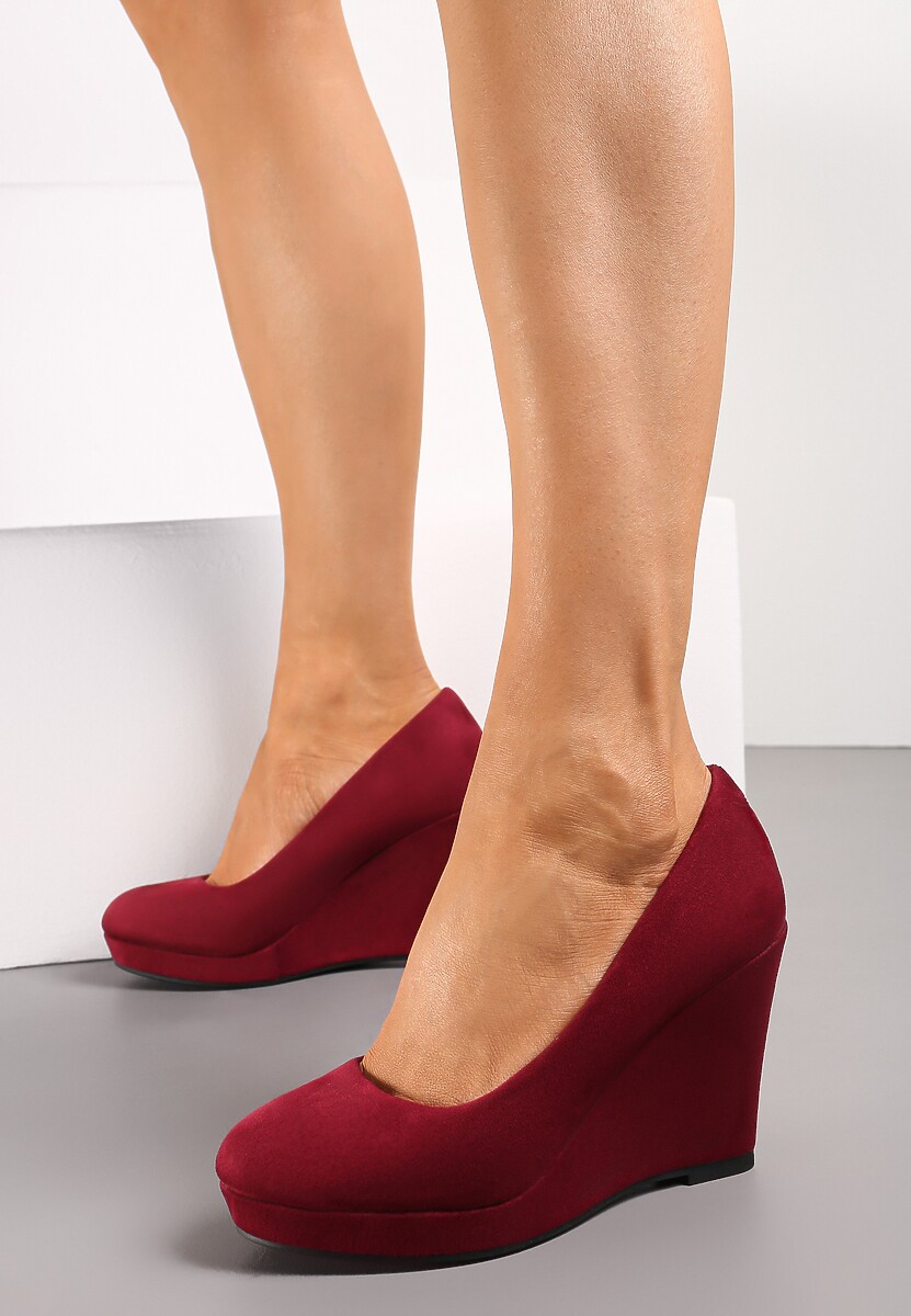 Ciemnobeżowe Czółenka na Koturnie z Ekozamszu Enicoria