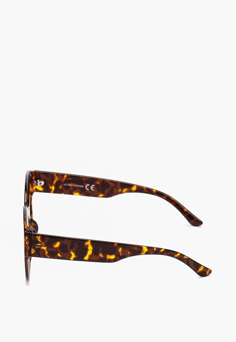 Ciemnobrązowe Okulary Przeciwsłoneczne Okrągle z Grubymi Oprawkami Totta