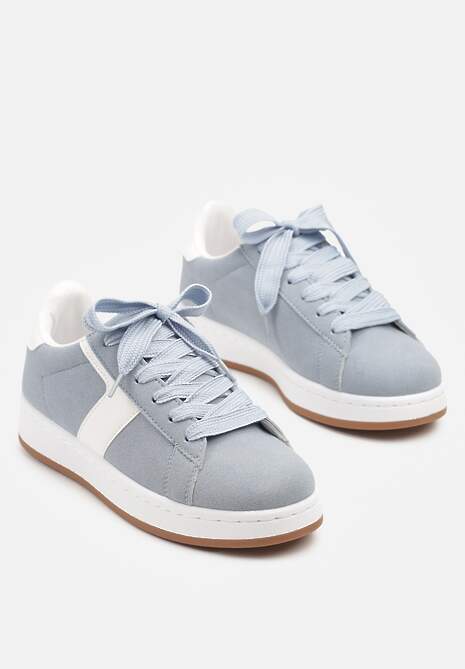 Jasnoniebieskie Sneakersy z Geometrycznym Motywem Taniffia