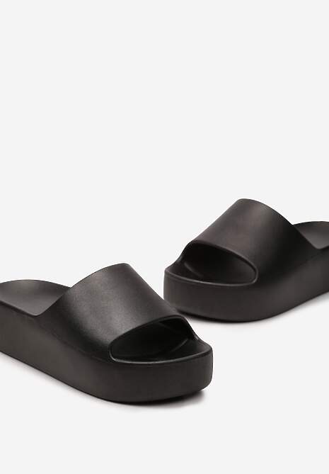 Czarne Klapki Basenowe z Pianki na Grubej Podeszwie Anikora