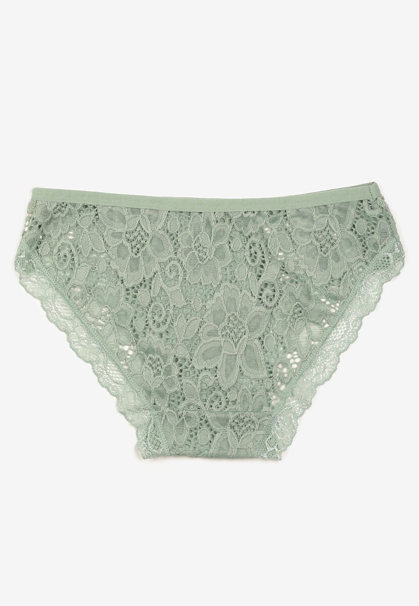 Zielone Prążkowane Majtki Figi z Koronką Okarde