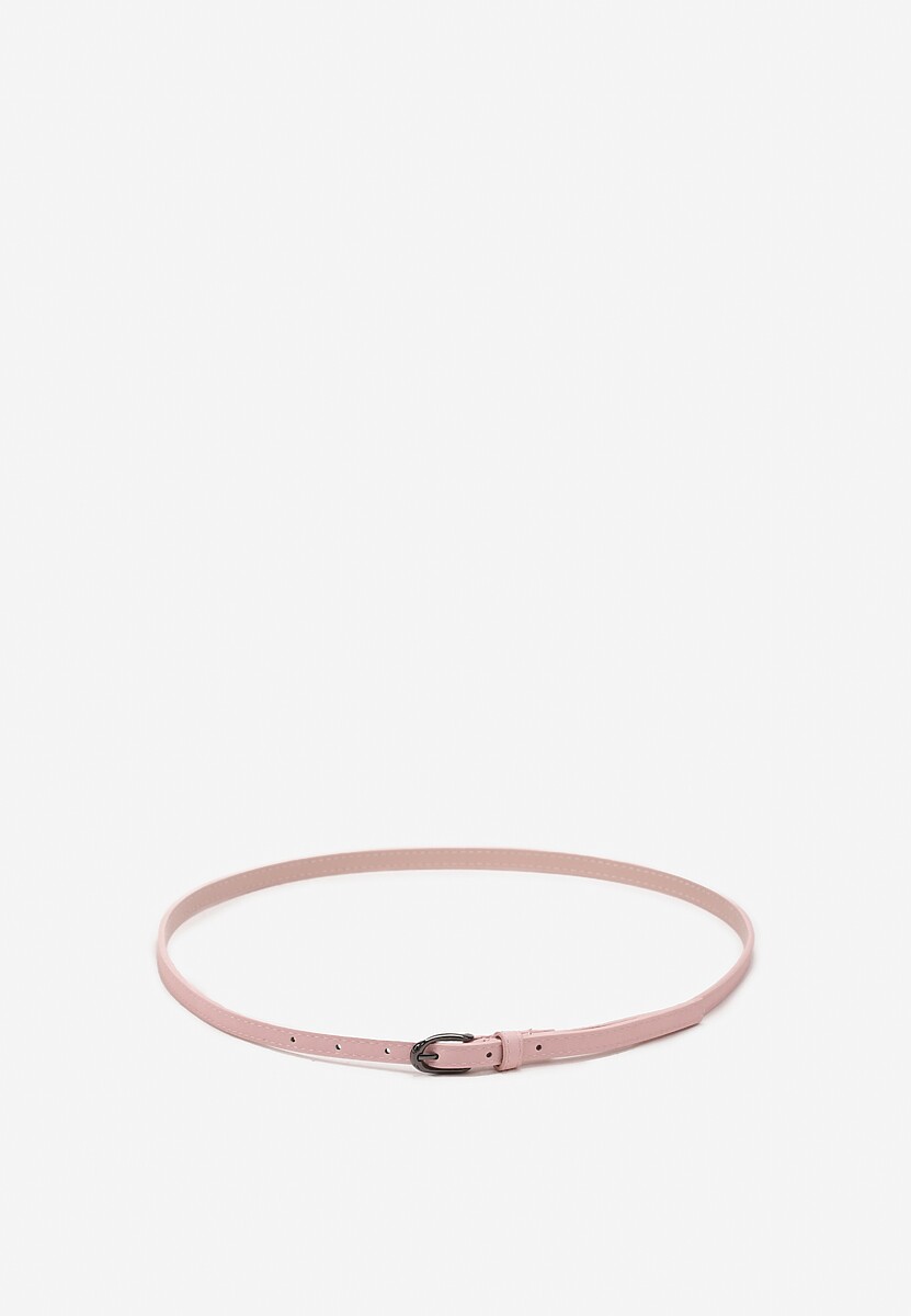 Różowy Pasek Cienki z Metalową Klamrą Narsil
