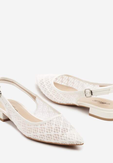 Białe Ażurowe Sandały ze Szpiczastym Noskiem i Odkrytą Piętą Elaneon