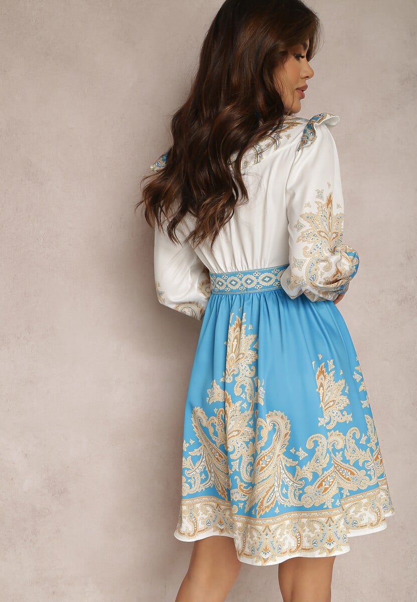 Biało-Niebieska Sukienka Basaste