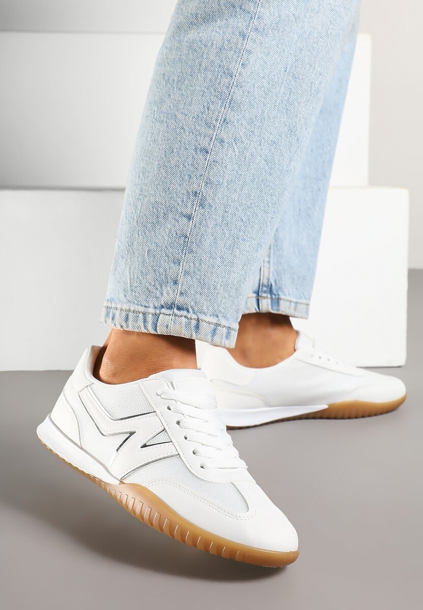 Białe Sneakersy Typu Klasyczne Tenisówki Zdobione Przeszyciami Elanioria