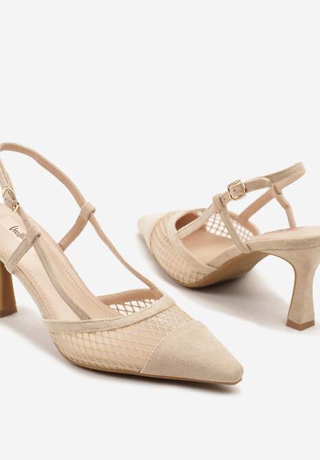 Ciemnobeżowe Sandały na Klepsydrze z Cholewką z Siateczki Nilavea
