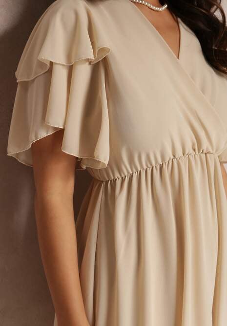 Jasnobeżowa Sukienka Nemele