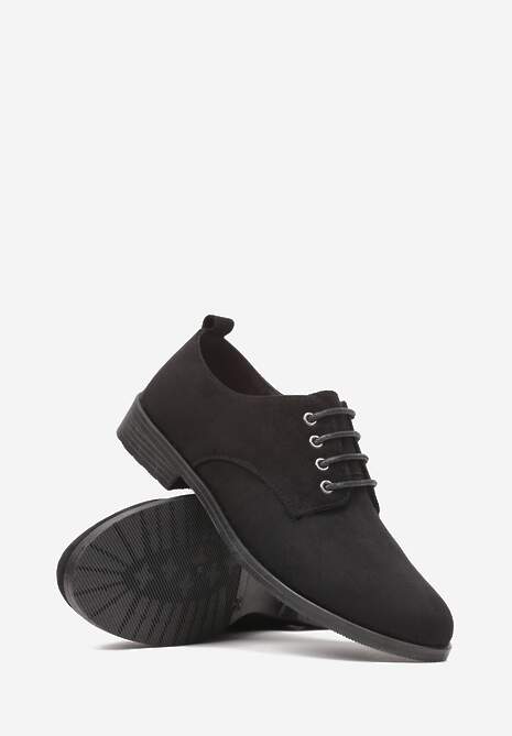 Czarne Półbuty Oksfordki Sznurowane na Rzemyki Zatella
