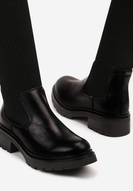 Czarne Kozaki z Elastyczną Cholewką Brygoros