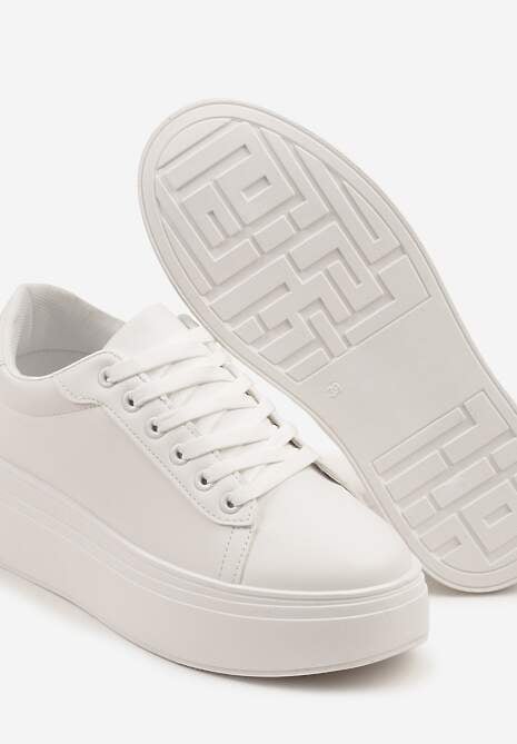 Białe Basicowe Sneakersy na Platformie Milio