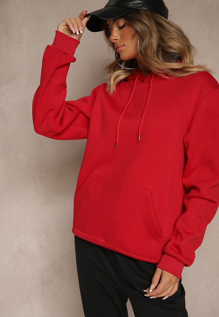 Beżowa Bluza z Kapturem Ozdobiona Ściągaczami Invila