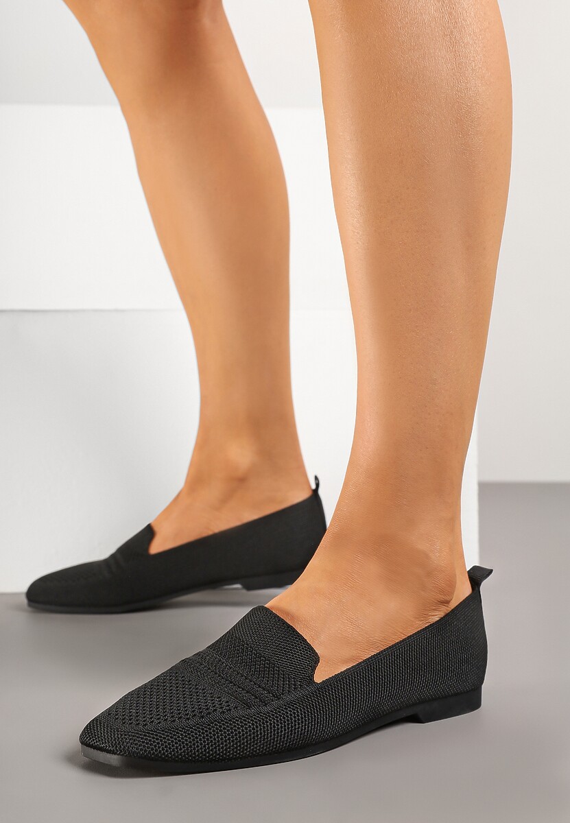 Czarne Mokasyny z Siateczkowym Wzorem Dalineas