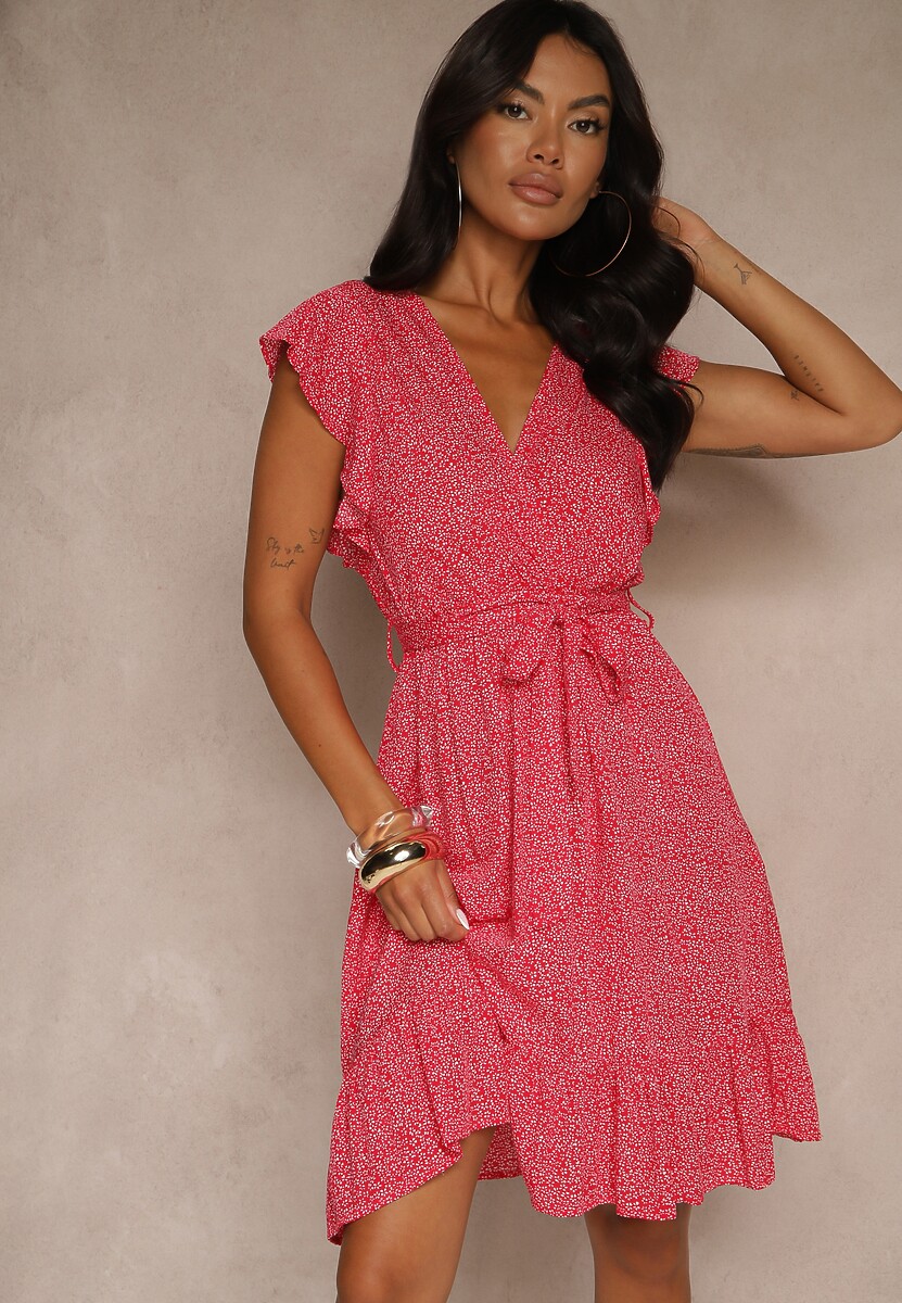 Niebieska Sukienka z Paskiem Mitho