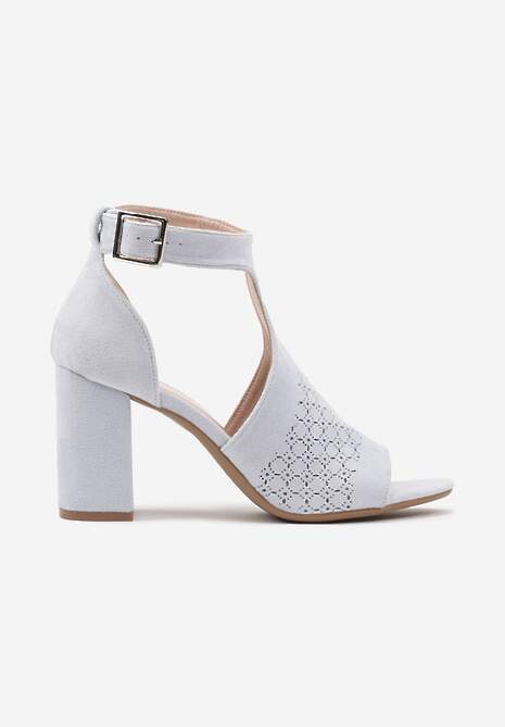 Niebieskie Sandały Botki ze Sprzączką na Słupku Ciarilora