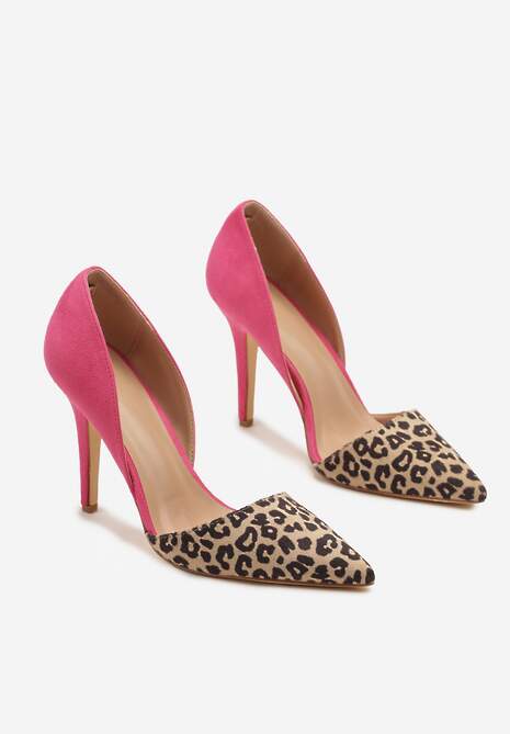 Fuksjowe Szpilki z Panterkowym Wzorem Gommea