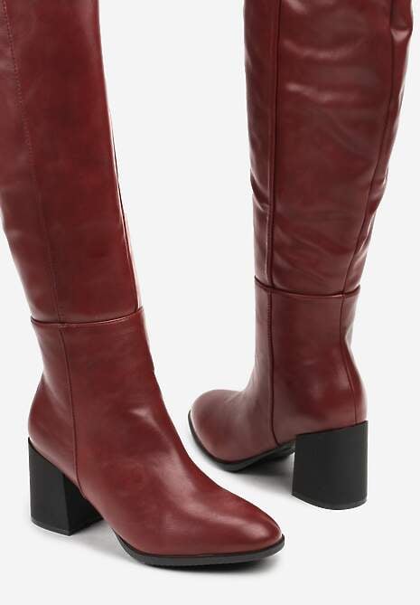 Bordowe Kozaki Vices na Słupku z Przeszyciami Codvira