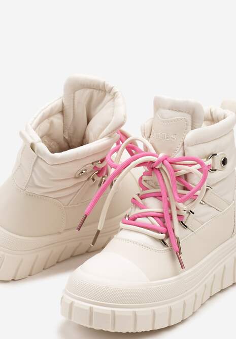 Beżowe Śniegowce Vices na Platformie z Tłoczeniem Anorrise
