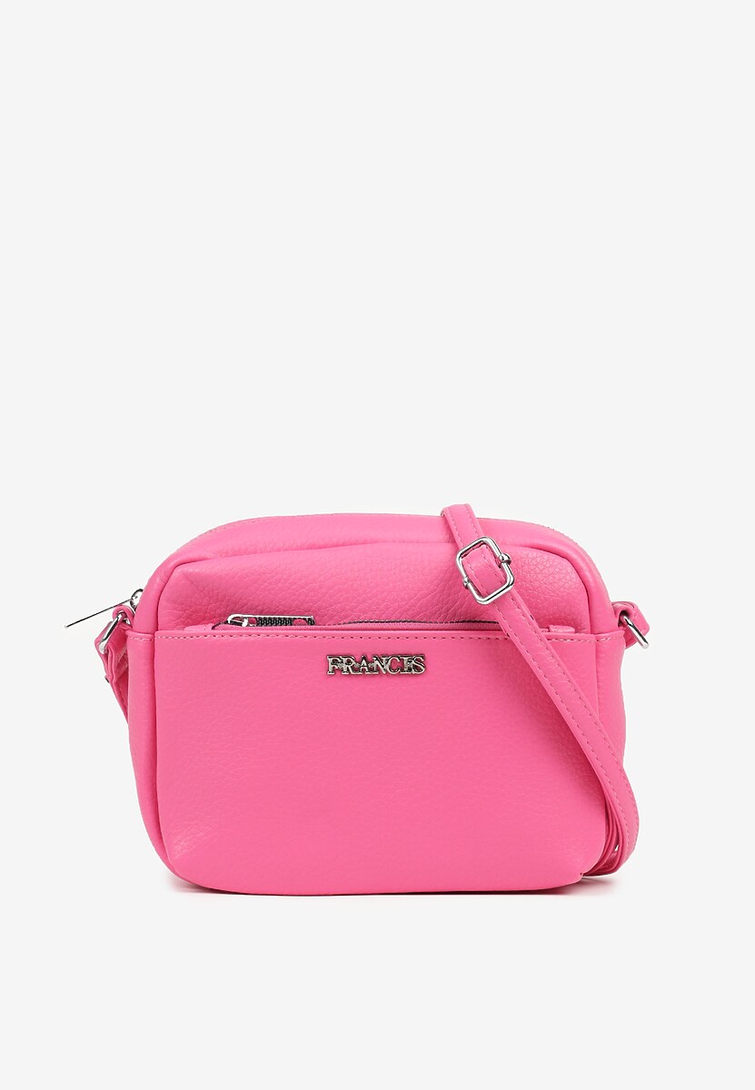 Różowa Torebka Typu Listonoszka z Suwakiem i Metalicznym Zdobieniem Silenaia