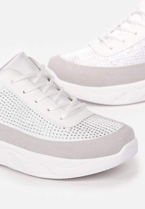 Srebrne Sneakersy z Drobnymi Cyrkoniami Hinekle