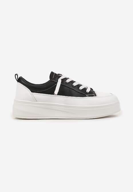 Czarne Trampki na Platformie z Niską Cholewką Fonathra