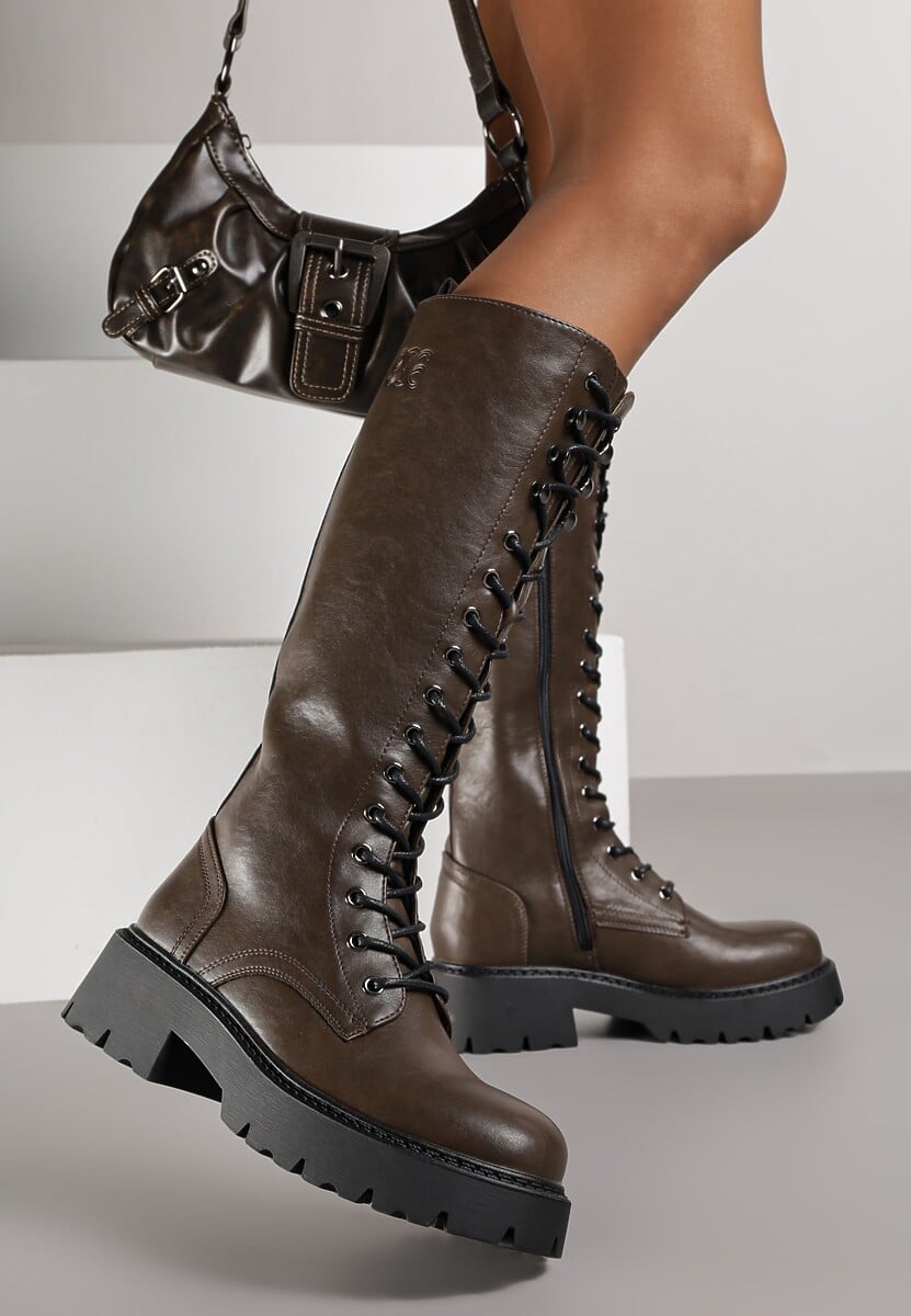 Czarne Kozaki VICES Typu Workery w Grungowym Stylu Unalira