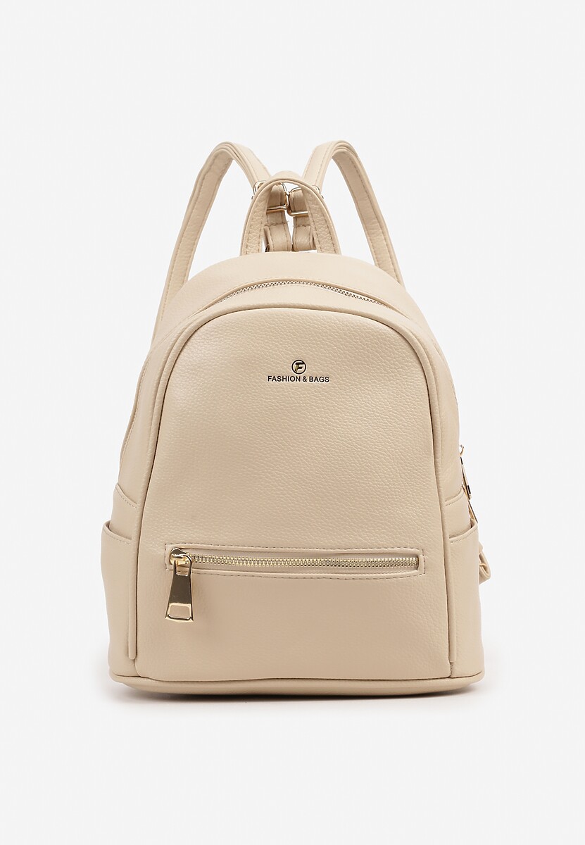 Beżowy Plecak z Metalicznym Zdobieniem Efarinia