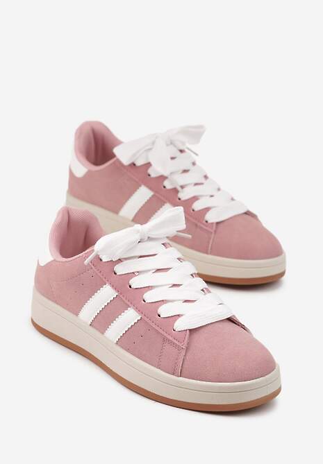 Różowo-Białe Sneakersy z Geometrycznym Wzorem Rillomia
