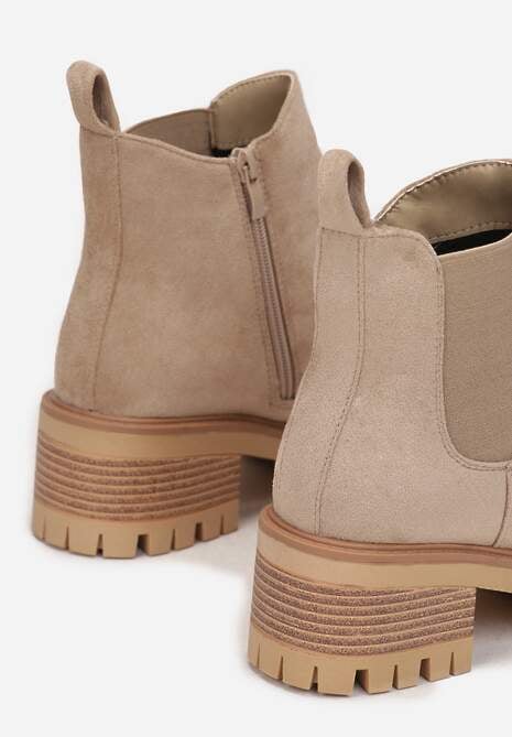 Ciemnobeżowe Botki na Słupku Ruiha