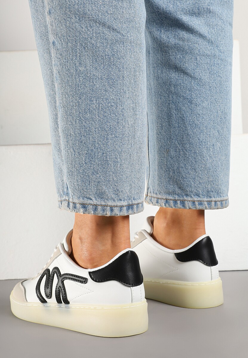 Białe Sneakersy Kultowe Tenisówki Zdobione Abstrakcyjną Aplikacją Fendiva