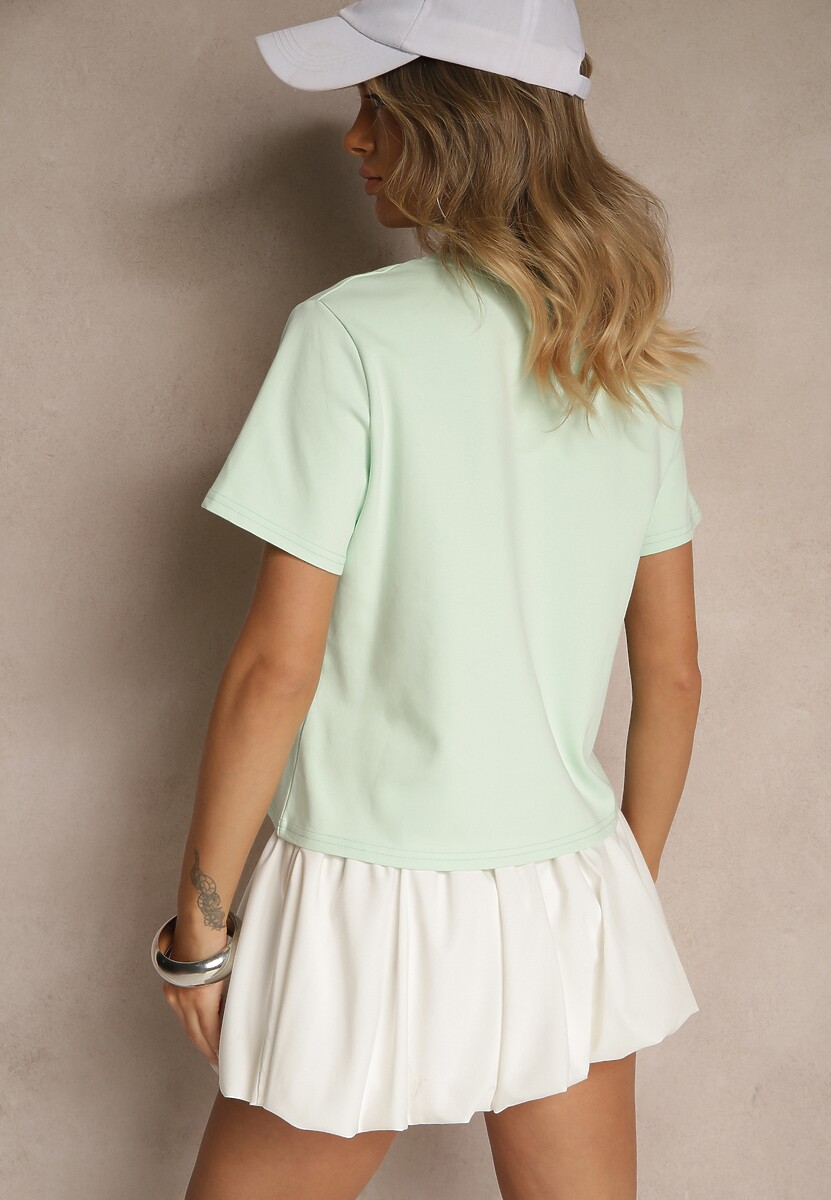 Zielony Klasyczny T-shirt z Grubszej  Bawełny Tiavone