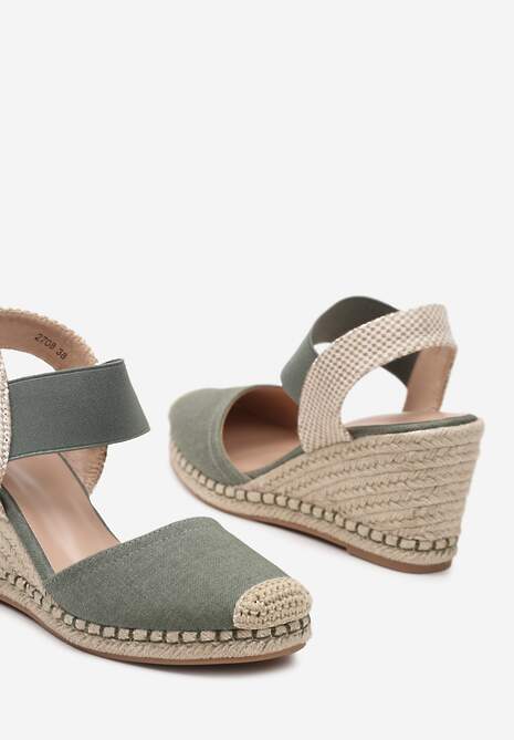 Zielone Sandały Espadryle na Plecionym Koturnie Batulia