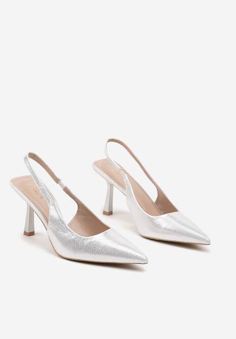 Srebrne Szpilki Bez Pięty o Klasycznym Fasonie Arnora