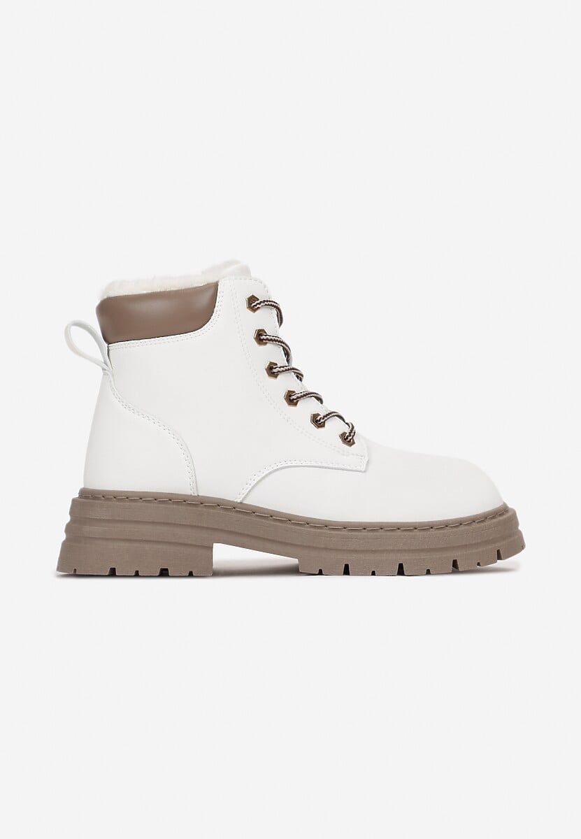 Białe Traperki Mocno Ocieplone Sztucznym Futerkiem Janeka