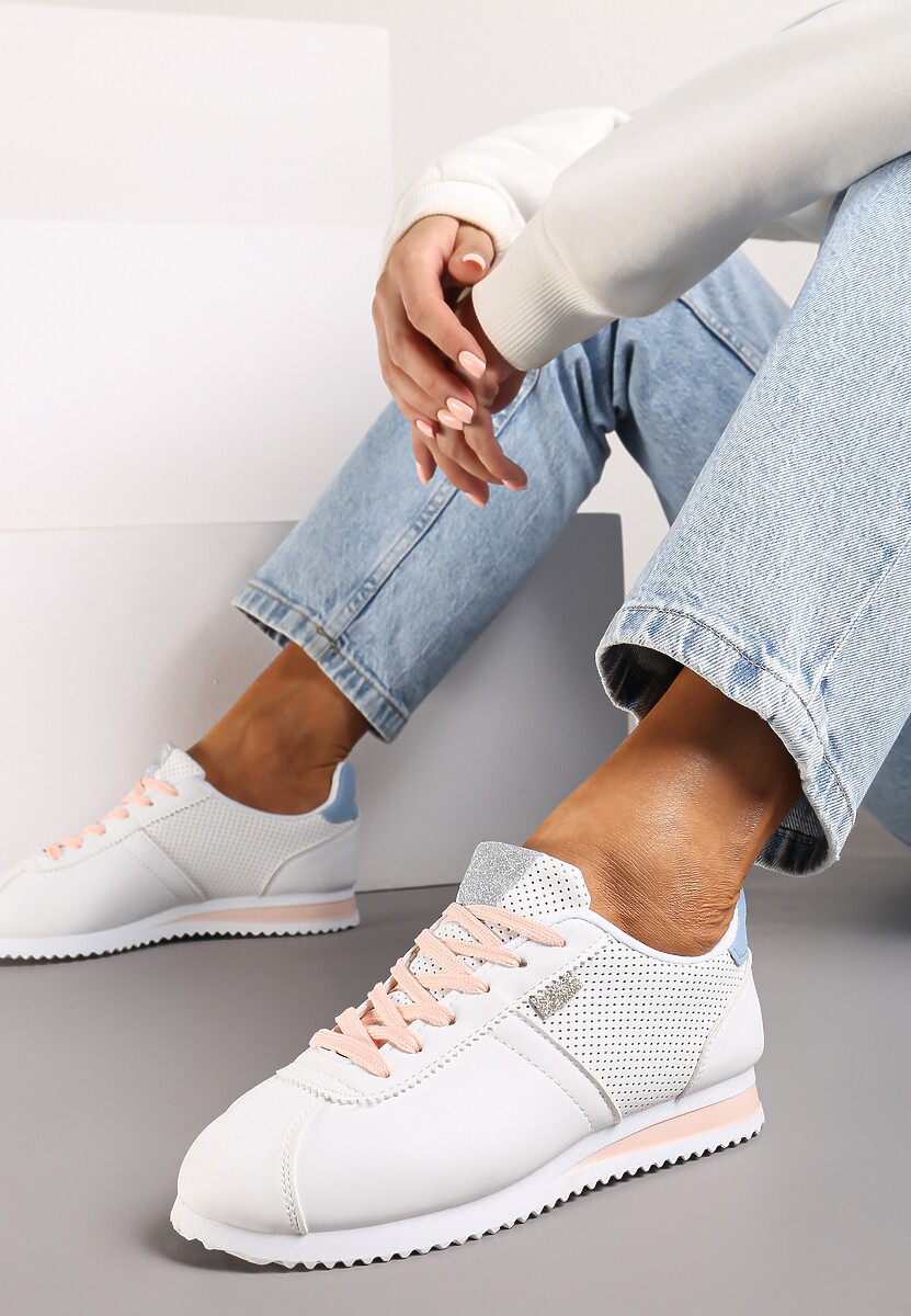 Białe Sneakersy z Przeszyciami Phyrise