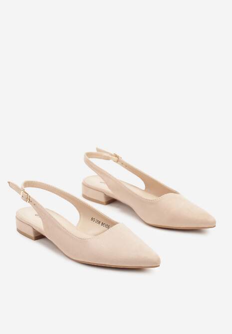 Beżowe Sandały z Ekozamszu ze Szpiczastym Noskiem Terevelis