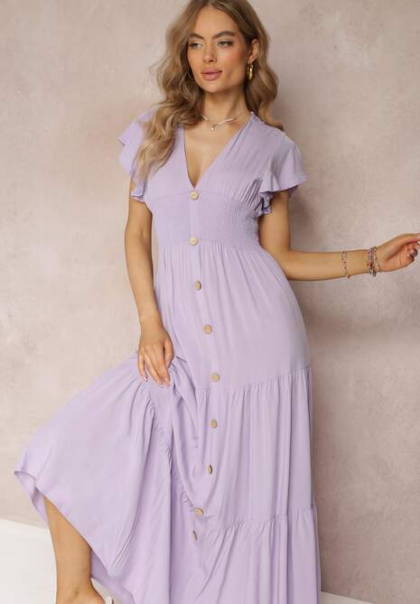 Fioletowa Sukienka z Wiskozy Lobsy