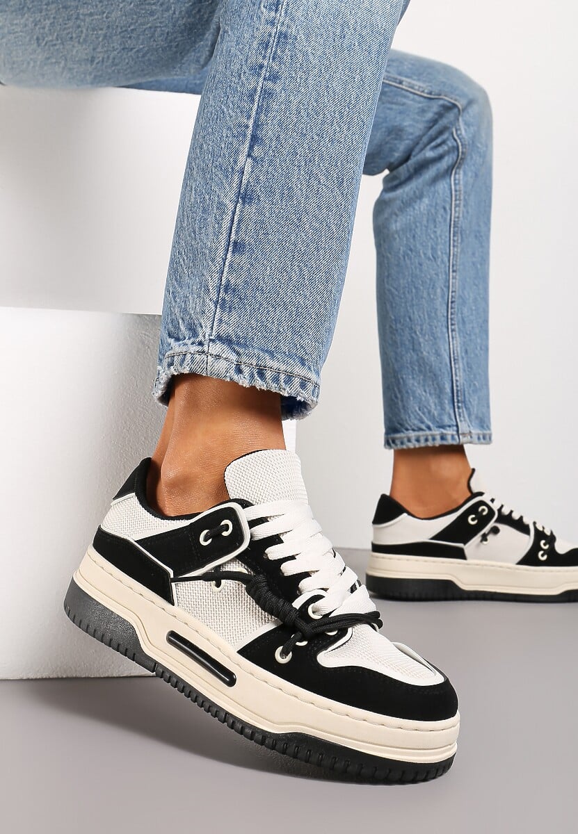 Beżowe Sneakersy na Platformie z Ozdobnymi Sznurówkami Aqara