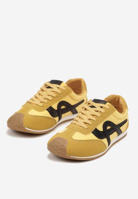 Żółte Sneakersy z Geometrycznym Wzorem Arnenta