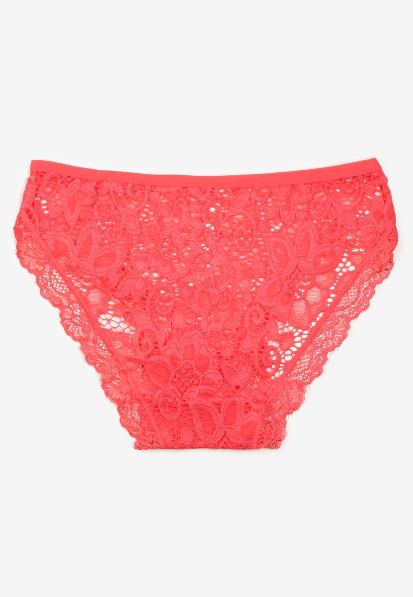 Różowe Bawełniane Majtki Figi Ozdobione Koronką Vleova