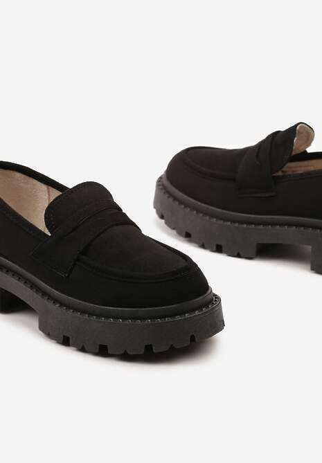 Czarne Wsuwane Mokasyny Vices na Platformie Dionela