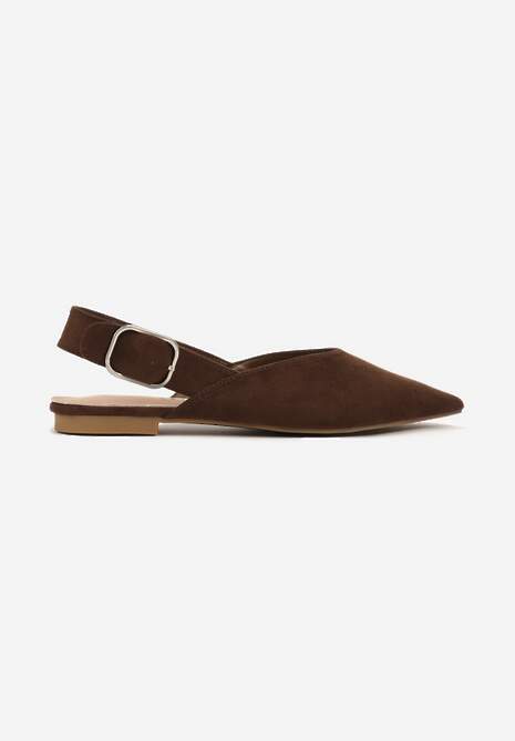 Brązowe Sandały Vices Typu Slingback z Wkładką ze Skóry Naturalnej Rallora