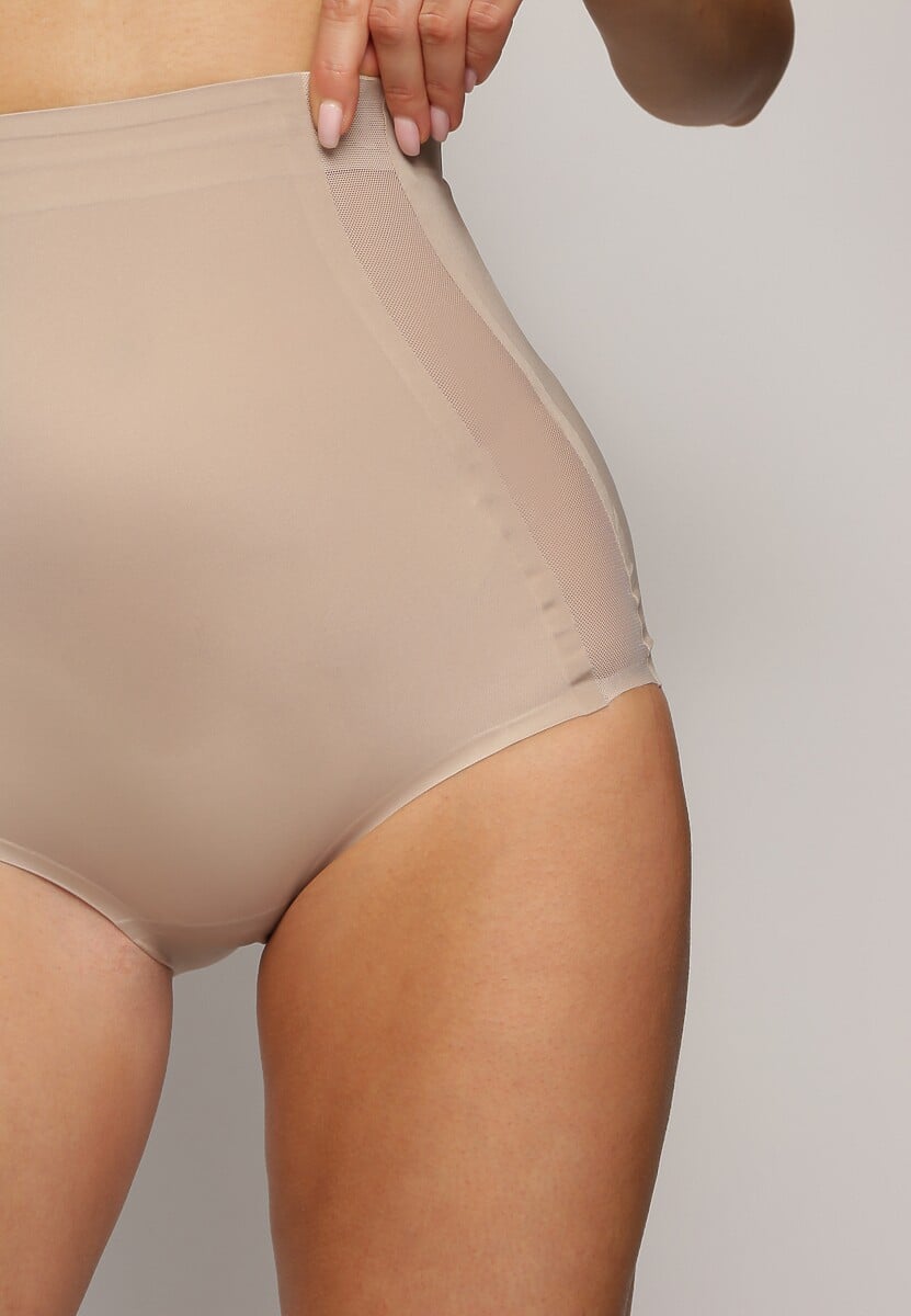Beżowe Majtki Modelujące z Wysoką Talią Elissia